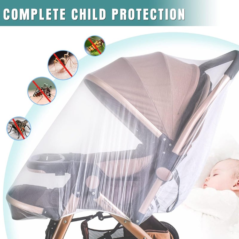Sysmie Durable Baby Stroller Mosquito Net (2 Pack) - Universal Elastic Edge Mesh Cover for Bassinets, Cradles, Playards, Car Seats & Mini Cribs | Breathable Travel Essential Newborn Protection (Black+White) - Image 5